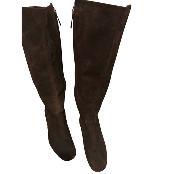 Tory Burch size 6 1/2M Brown Suede Wedge Heel Long Boots - Picture 3 of 11